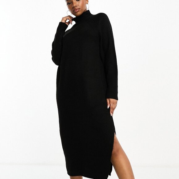 ASOS DESIGN Oversize Mock Neck Midi Sweater Dress - Picture 1 of 4